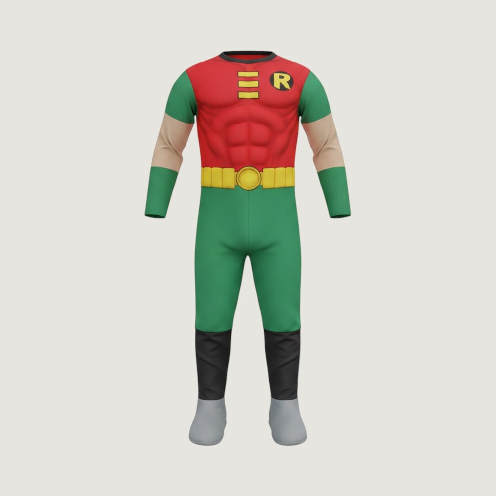 Robin Muscle Costume Jumpsuit Boys Size Small Rubie's Costume Co DC Teen Titans
